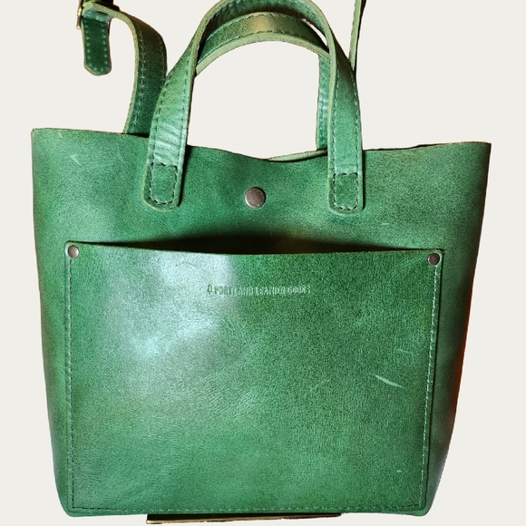 Portland Leather Cowboy Mint Mini Crossbody Tote Bag with Minimalist Design, EUC - Picture 1 of 17